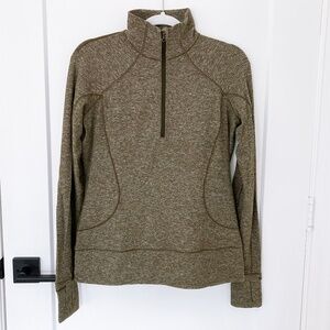 Lululemon Rush Hour Half-Zip Pullover in Heathered Olive Green - 8
